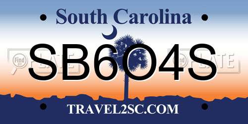 SB6O4S South Carolina License Plate