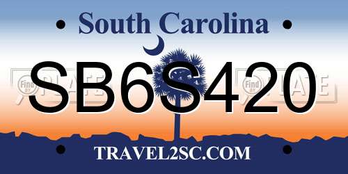 SB6S420 South Carolina License Plate