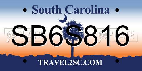 SB6S816 South Carolina License Plate