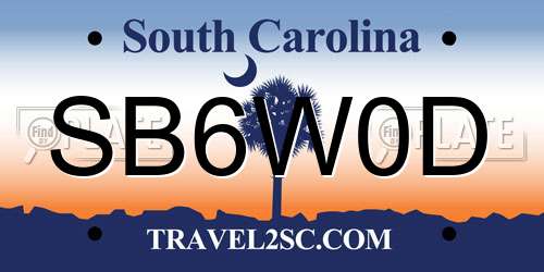SB6W0D South Carolina License Plate