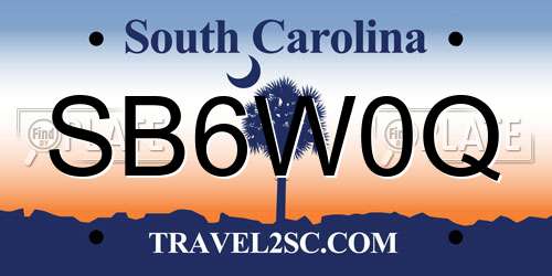 SB6W0Q South Carolina License Plate