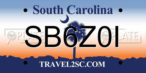 SB6Z0I South Carolina License Plate