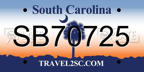 SB70725 South Carolina License Plate