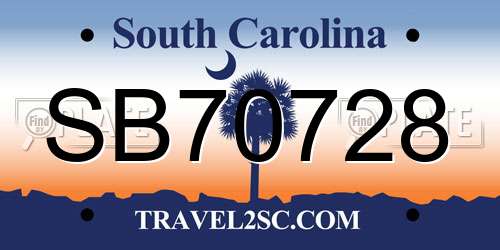 SB70728 South Carolina License Plate