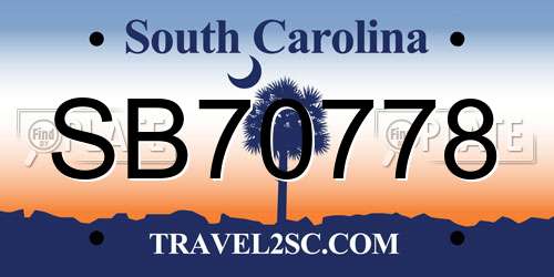 SB70778 South Carolina License Plate