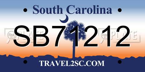 SB71212 South Carolina License Plate