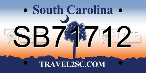 SB71712 South Carolina License Plate