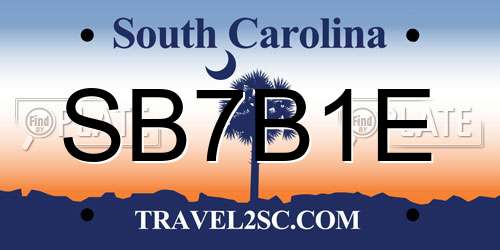 SB7B1E South Carolina License Plate