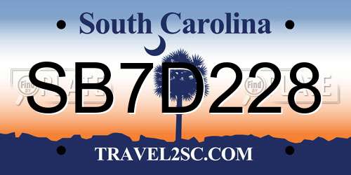 SB7D228 South Carolina License Plate