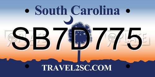 SB7D775 South Carolina License Plate