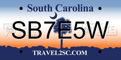 SB7E5W South Carolina License Plate