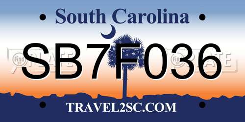SB7F036 South Carolina License Plate