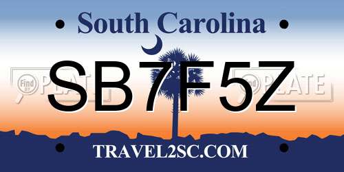 SB7F5Z South Carolina License Plate