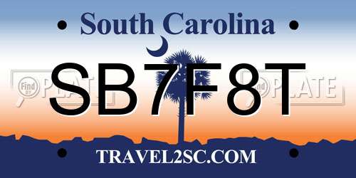 SB7F8T South Carolina License Plate