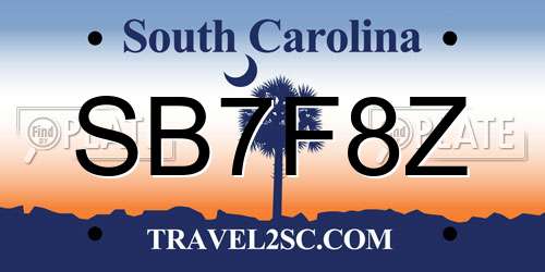 SB7F8Z South Carolina License Plate