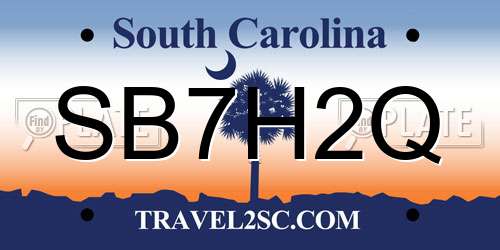 SB7H2Q South Carolina License Plate