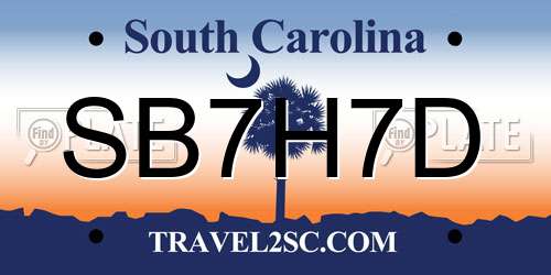 SB7H7D South Carolina License Plate