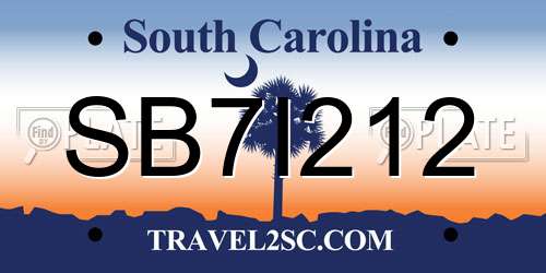 SB7I212 South Carolina License Plate