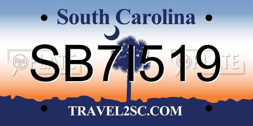 SB7I519 South Carolina License Plate