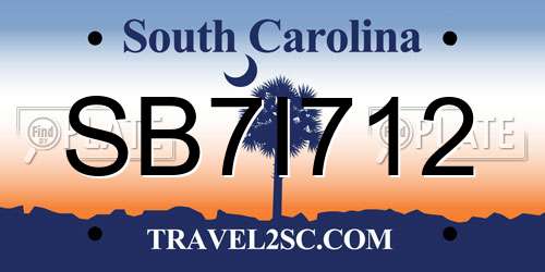 SB7I712 South Carolina License Plate