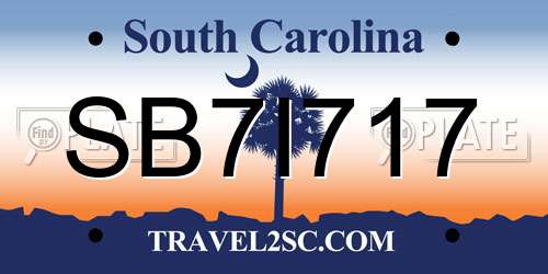 SB7I717 South Carolina License Plate