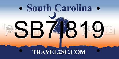 SB7I819 South Carolina License Plate