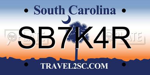 SB7K4R South Carolina License Plate