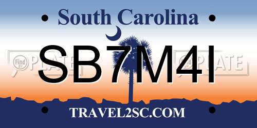 SB7M4I South Carolina License Plate