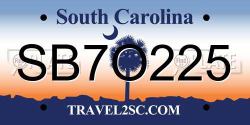 SB7O225 South Carolina License Plate