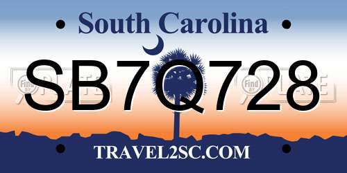 SB7Q728 South Carolina License Plate