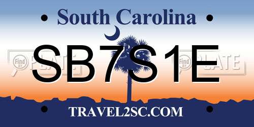 SB7S1E South Carolina License Plate