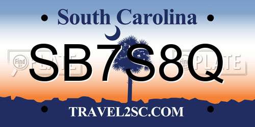 SB7S8Q South Carolina License Plate