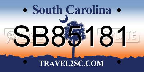 SB85181 South Carolina License Plate
