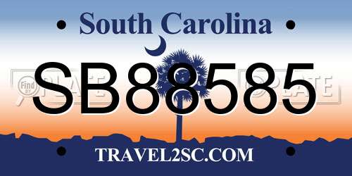 SB88585 South Carolina License Plate