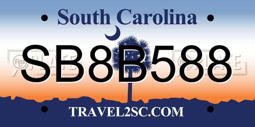 SB8B588 South Carolina License Plate