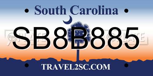SB8B885 South Carolina License Plate
