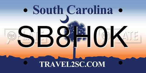 SB8H0K South Carolina License Plate