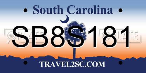 SB8S181 South Carolina License Plate