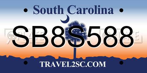 SB8S588 South Carolina License Plate