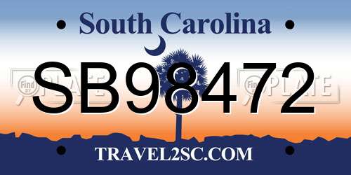 SB98472 South Carolina License Plate