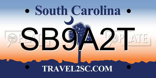 SB9A2T South Carolina License Plate