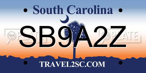 SB9A2Z South Carolina License Plate