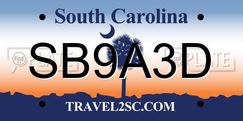 SB9A3D South Carolina License Plate