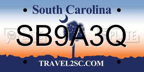 SB9A3Q South Carolina License Plate