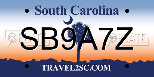 SB9A7Z South Carolina License Plate