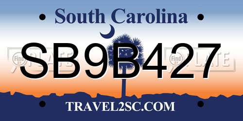 SB9B427 South Carolina License Plate