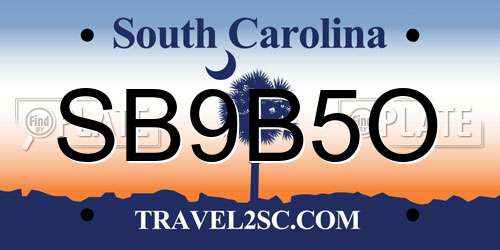 SB9B5O South Carolina License Plate