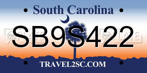 SB9S422 South Carolina License Plate