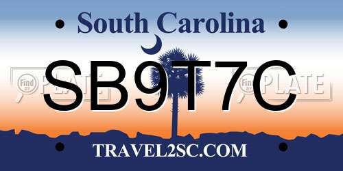 SB9T7C South Carolina License Plate