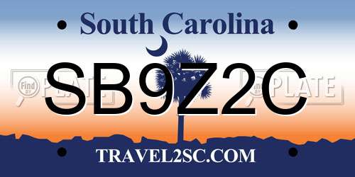 SB9Z2C South Carolina License Plate